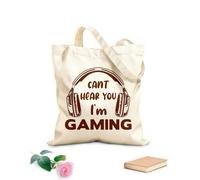 AILOONG Polyester Cotton Beach Bag Game Quotes I Can'T Hear Your Voice I'M Playing Games Video Games And game Life game Zone 340g/m² thick fabric Skin-friendly material