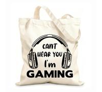 AILOONG Polyester Cotton Beach Bag Game Quotes I Can'T Hear Your Voice I'M Playing Games Video Games And game Life game Zone 12 oz thick fabric Skin-friendly material 31x36cm Medium