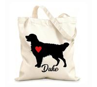 AILOONG Polyester Cotton Beach Bag Golden Retriever With Red Heart For Your Dog 12 oz thick fabric Skin-friendly material 31x36cm Medium