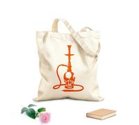 AILOONG Polyester Cotton Beach Bag Hookah Shisha Skull Arabic Smoking Bar Smoking 340g/m² thick fabric Skin-friendly material