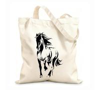 AILOONG Polyester Cotton Beach Bag Horse Silhouette Animal Company Mane Pony Mare 12 oz thick fabric Skin-friendly material 25x30cm Small