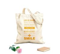 AILOONG Polyester Cotton Beach Bag Inspirational Quotes Life Is Short Font 340g/m² thick fabric Skin-friendly material