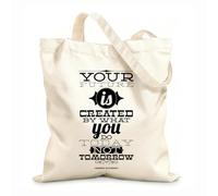 AILOONG Polyester Cotton Beach Bag Inspirational Words Inspiring Phrases Your Future Tomorrow 12 oz thick fabric Skin-friendly material 35x40cm Large