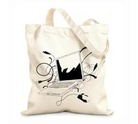 AILOONG Polyester Cotton Beach Bag Laptop Pattern game It Online Internet Teen 12 oz thick fabric Skin-friendly material 25x30cm Small