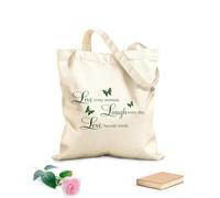 AILOONG Polyester Cotton Beach Bag Life Laughter Love Butterfly 340g/m² thick fabric Skin-friendly material