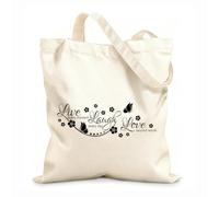 AILOONG Polyester Cotton Beach Bag Life Laughter Love Inspirational Quotes Butterfly Flowers 12 oz thick fabric Skin-friendly material 31x36cm Medium