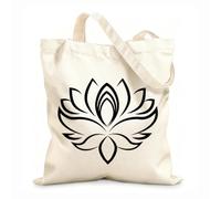 AILOONG Polyester Cotton Beach Bag Lotus Yoga Center Hinduism 12 oz thick fabric Skin-friendly material 31x36cm Medium