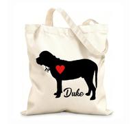 AILOONG Polyester Cotton Beach Bag Mastiff With Your Dog'S Pet Dog With Red Heart 12 oz thick fabric Skin-friendly material 25x30cm Small