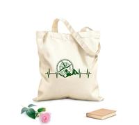 AILOONG Polyester Cotton Beach Bag Mountains And Compass Camper Rv Travel Explore Adventure Camping Rv 340g/m² thick fabric Skin-friendly material