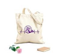 AILOONG Polyester Cotton Beach Bag Mountains And Compass Camper Rv Travel Explore Adventure Camping Rv 340g/m² thick fabric Skin-friendly material