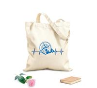 AILOONG Polyester Cotton Beach Bag Mountains And Compass Camper Rv Travel Explore Adventure Camping Rv 340g/m² thick fabric Skin-friendly material