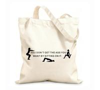 AILOONG Polyester Cotton Beach Bag Nice Ass Quotes Inspiration Words Delete Fitnesscenter Studio Exercise 12 oz thick fabric Skin-friendly material 31x36cm Medium