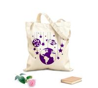 AILOONG Polyester Cotton Beach Bag Planets Space Rocket Ship And Stars Spacecraft 340g/m² thick fabric Skin-friendly material