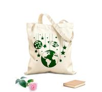 AILOONG Polyester Cotton Beach Bag Planets Space Rocket Ship And Stars Spacecraft 340g/m² thick fabric Skin-friendly material