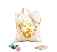 AILOONG Polyester Cotton Beach Bag Planets Space Rocket Ship And Stars Spacecraft 340g/m² thick fabric Skin-friendly material