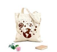 AILOONG Polyester Cotton Beach Bag Planets Space Rocket Ship And Stars Spacecraft 340g/m² thick fabric Skin-friendly material