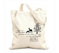 AILOONG Polyester Cotton Beach Bag Psalm As Deer Bible Verse Tree Christian Prayer Main Entrance 12 oz thick fabric Skin-friendly material 25x30cm Small