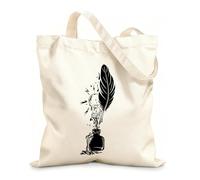 AILOONG Polyester Cotton Beach Bag Research Feather Ink Creative Writer Inspiration 12 oz thick fabric Skin-friendly material 35x40cm Large