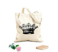 AILOONG Polyester Cotton Beach Bag Retro King Queen Crown Baby Classic Cartoon Crown 12 oz thick fabric Skin-friendly material 31x36cm Medium