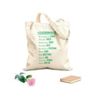 AILOONG Polyester Cotton Beach Bag Rules School Study Education Motivational Font 340g/m² thick fabric Skin-friendly material