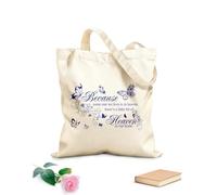 AILOONG Polyester Cotton Beach Bag Saying Because Someone We Love is in Heaven 340g/m² thick fabric Skin-friendly material