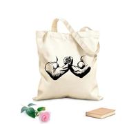 AILOONG Polyester Cotton Beach Bag Strong Muscular Man Exercising His Hands Teamwork In Studio 12 oz thick fabric Skin-friendly material 31x36cm Medium
