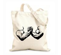 AILOONG Polyester Cotton Beach Bag Strong Muscular Man Exercising His Hands Teamwork In Studio 12 oz thick fabric Skin-friendly material 25x30cm Small