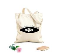 AILOONG Polyester Cotton Beach Bag Surfboard Flowers Beach Life Is Better 12 oz thick fabric Skin-friendly material 25x30cm Small