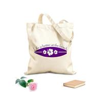 AILOONG Polyester Cotton Beach Bag Surfboard Flowers Beach Life Is Better 340g/m² thick fabric Skin-friendly material