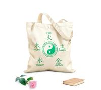 AILOONG Polyester Cotton Beach Bag The Five Elements And The Yin-Yang Symbol In Traditional Chinese Medicine 340g/m² thick fabric Skin-friendly material