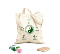 AILOONG Polyester Cotton Beach Bag The Five Elements And The Yin-Yang Symbol In Traditional Chinese Medicine 340g/m² thick fabric Skin-friendly material