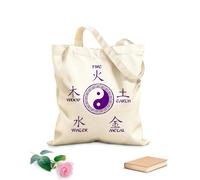 AILOONG Polyester Cotton Beach Bag The Five Elements And The Yin-Yang Symbol In Traditional Chinese Medicine 340g/m² thick fabric Skin-friendly material