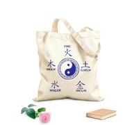 AILOONG Polyester Cotton Beach Bag The Five Elements And The Yin-Yang Symbol In Traditional Chinese Medicine 340g/m² thick fabric Skin-friendly material