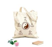 AILOONG Polyester Cotton Beach Bag The Five Elements And The Yin-Yang Symbol In Traditional Chinese Medicine 340g/m² thick fabric Skin-friendly material