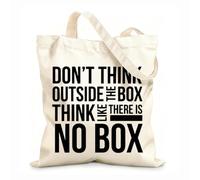 AILOONG Polyester Cotton Beach Bag Thinking Outside The Box Quotes Thinking Outside The Box Inspirational Quotes 12 oz thick fabric Skin-friendly material 31x36cm Medium