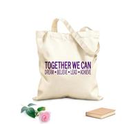 AILOONG Polyester Cotton Beach Bag TOGETHER WE CAN DREAM BELIEVE LEAD ACHIEVE 340g/m² thick fabric Skin-friendly material