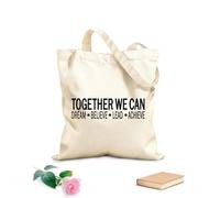 AILOONG Polyester Cotton Beach Bag TOGETHER WE CAN DREAM BELIEVE LEAD ACHIEVE 340g/m² thick fabric Skin-friendly material