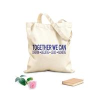 AILOONG Polyester Cotton Beach Bag TOGETHER WE CAN DREAM BELIEVE LEAD ACHIEVE 340g/m² thick fabric Skin-friendly material