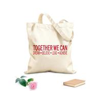 AILOONG Polyester Cotton Beach Bag TOGETHER WE CAN DREAM BELIEVE LEAD ACHIEVE 340g/m² thick fabric Skin-friendly material