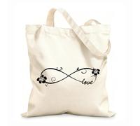 AILOONG Polyester Cotton Beach Bag Wedding Infinite Hibiscus Love Eternal Flower 12 oz thick fabric Skin-friendly material 35x40cm Large