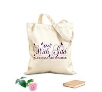 AILOONG Polyester Cotton Beach Bag With God ALL THINGS ARE POSSIBLE 340g/m² thick fabric Skin-friendly material