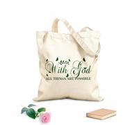 AILOONG Polyester Cotton Beach Bag With God ALL THINGS ARE POSSIBLE 340g/m² thick fabric Skin-friendly material