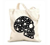 AILOONG Polyester Cotton Hand bags 12 oz thick fabric Abstract Funny Halloween Horror Human Skull Uses as a makeup bag 35x40cm Large