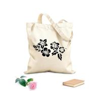 AILOONG Polyester Cotton Hand bags 12 oz thick fabric Beautiful Exotic Flowers Bud Tropical Beach Style Uses as a makeup bag 25x30cm Small