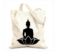 AILOONG Polyester Cotton Hand bags 12 oz thick fabric Buddha Flower Lotus Pose Yoga Studio Mantra Meditation Uses as a makeup bag 35x40cm Large