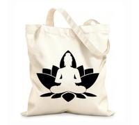 AILOONG Polyester Cotton Hand bags 12 oz thick fabric Buddha Lotus Flower Buddhism Yoga Meditation Uses as a makeup bag 31x36cm Medium