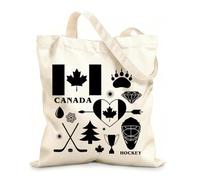 AILOONG Polyester Cotton Hand bags 12 oz thick fabric Canada Canadian Symbol Maple Leaf Hockey Uses as a makeup bag 35x40cm Large