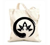 AILOONG Polyester Cotton Hand bags 12 oz thick fabric Enso Circle Symbol Yoga Meditation Lotus Flower Uses as a makeup bag 31x36cm Medium