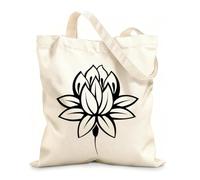 AILOONG Polyester Cotton Hand bags 12 oz thick fabric Lotus Flower Buddhism Buddha Meditation Uses as a makeup bag 31x36cm Medium