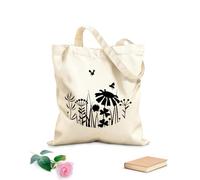 AILOONG Polyester Cotton Hand bags 12 oz thick fabric Meadow Flowers Grass Bees Natural Bedroom Uses as a makeup bag 31x36cm Medium